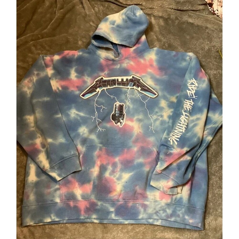 Metallica Ride the Lightening Tye Dyed Pull Over Hoodie Sweatshirt Size XL